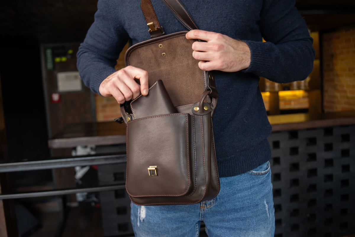 Brown Leather Men's Bag cross body