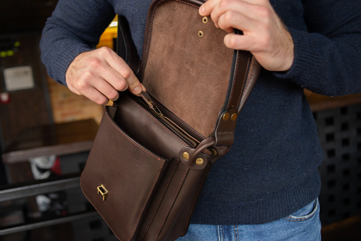 Brown Leather Men's Bag cross body