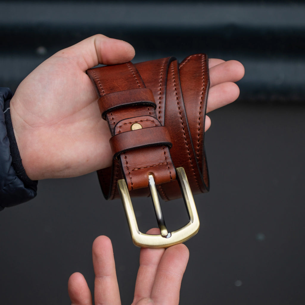 Brown leather belt