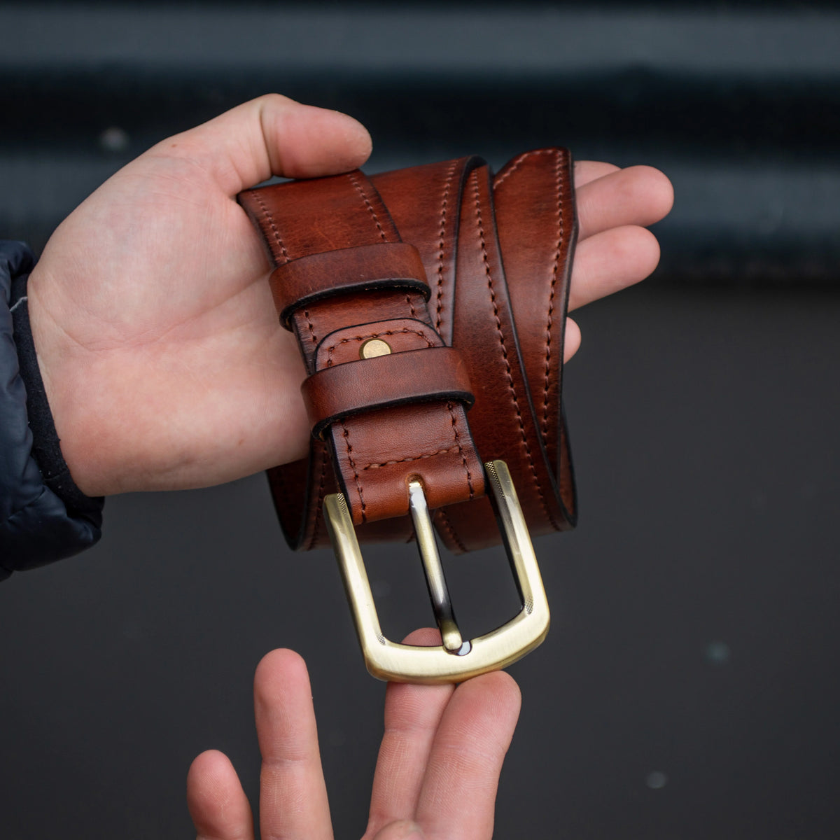 Brown leather belt