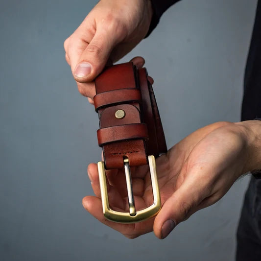 Brown leather belt